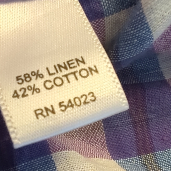 Banana Republic Men's Plaid Lenon Cotton Blend Button Up Shirt- Medium - Picture 9 of 11